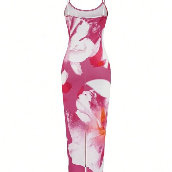 Pink Casual Women's Floral Print Sleeveless Mini Dress - Picture 4 of 5